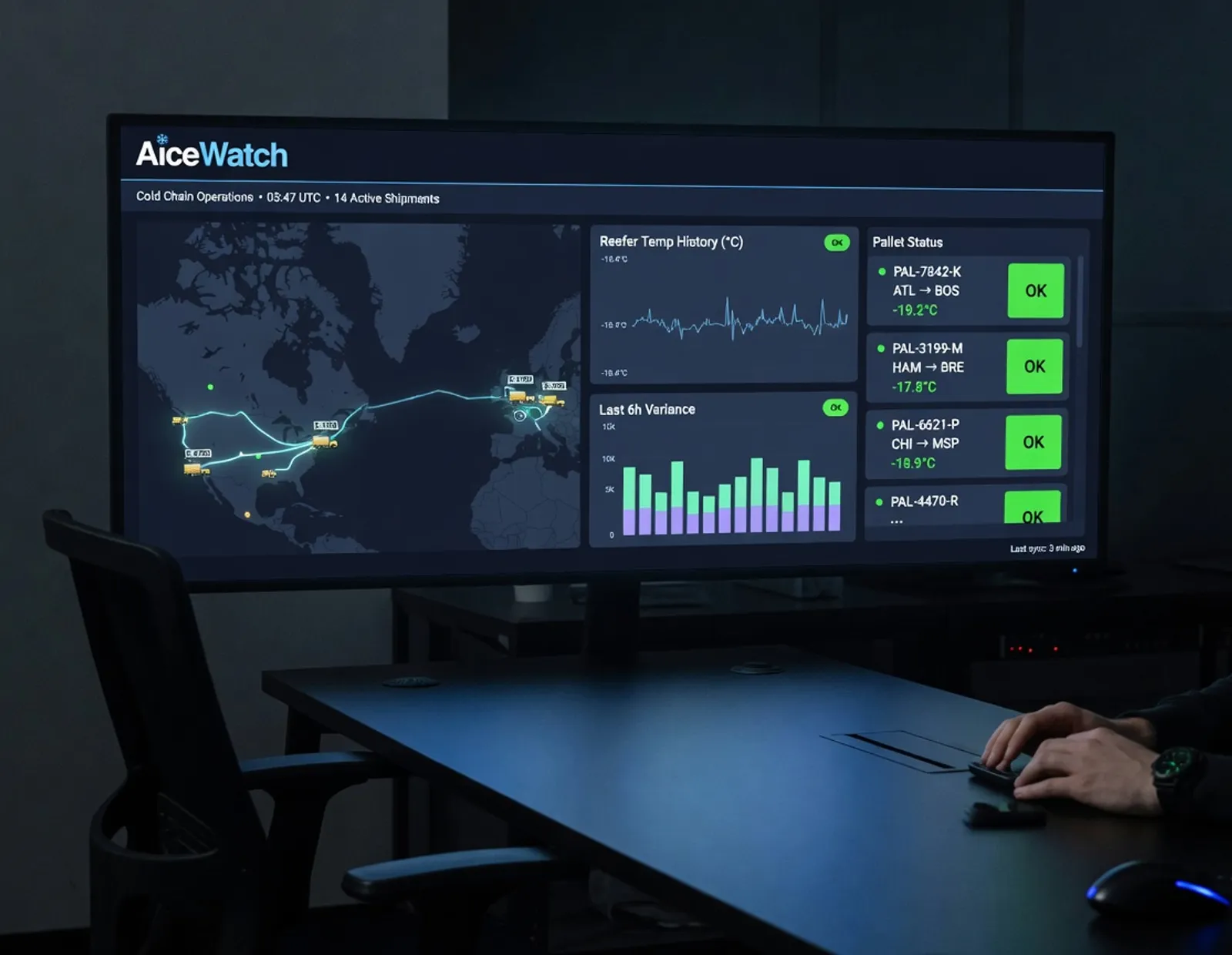The AiceWatch dashboard on a control room screen.